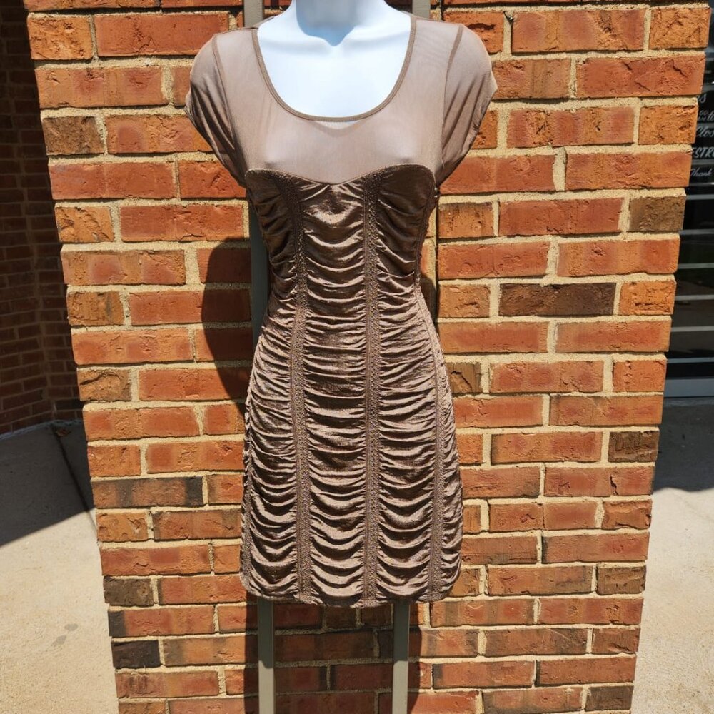 Biscuit color party wear dress